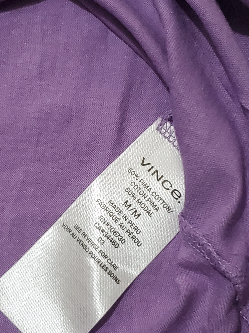 Vince Lavender Short-Sleeve Crewneck Tee - Picture 4 of 5